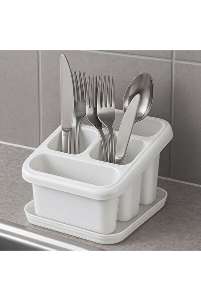 Zumzeria Uscător de tacâmuri cu bază din plastic alb 15x17x12.5cm