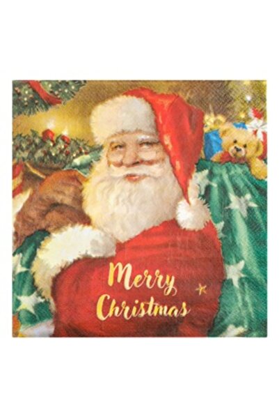 Zumzeria Colored Christmas Table Napkins Santa "Merry Christmas" 33x33cm - 20pcs