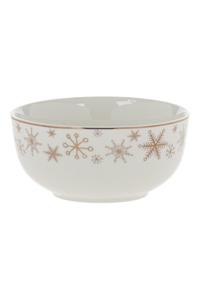 Zumzeria White Porcelain Christmas Bowl with Golden Foil Flakes 500ml