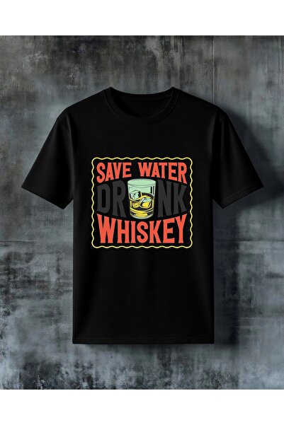 COMVİCHO Save Water Whiskey Printed Oversize T-Shirt
