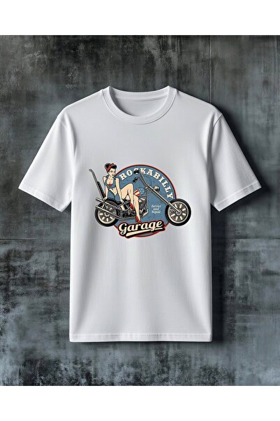 COMVİCHO تي شيرت كبير الحجم مطبوع عليه rockabilly garage