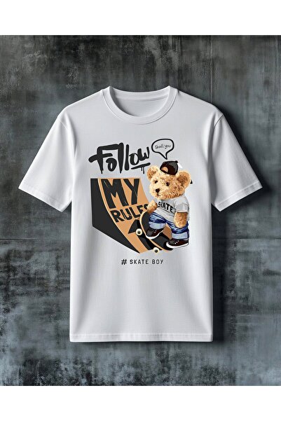 COMVİCHO Follow My Rules Skate Boy Printed Oversize T-Shirt