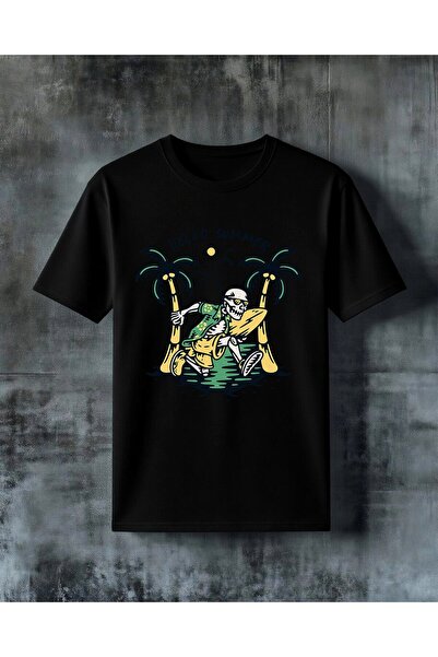 COMVİCHO Hello Summer Skeleton Surf Printed Oversize T-Shirt