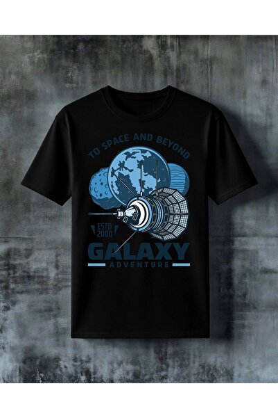COMVİCHO تي شيرت كبير الحجم مطبوع عليه galaxy adventure space satellite