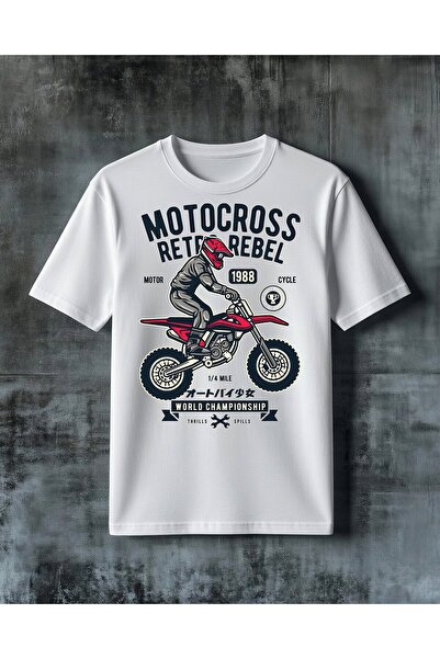 COMVİCHO Motocross Retro Rebel Printed Oversize T-Shirt