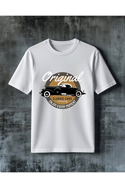 COMVİCHO Classic Car Retro Logo Printed Oversize T-Shirt