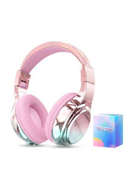 Choice4 Pink Gradient Kids Bluetooth Headphones Over Ear Girls Wireless Headp...
