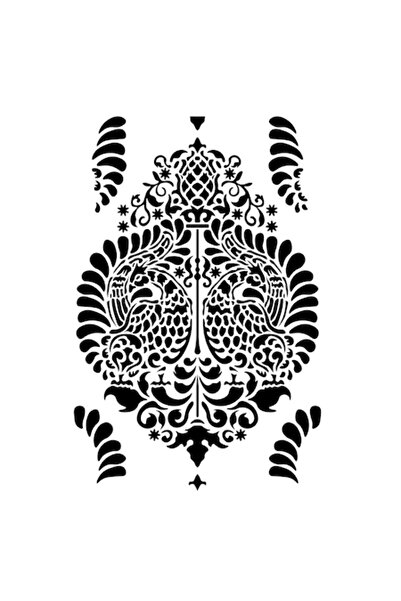 Eni Design 3D Construction Stencil, Lavish Peacock 50x70 cm, Reusable, Plastic