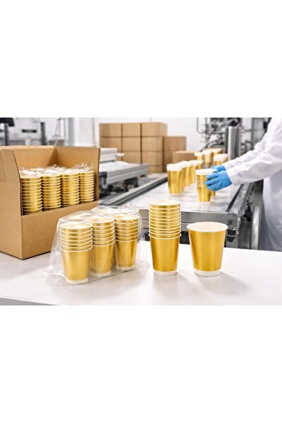 Sunny Your Bright choice Sunny Gold Paper Cups 8oz (25 Pieces) – Premium Disposable Cups for Hot & Cold Drinks, Thick & Leak Resistant