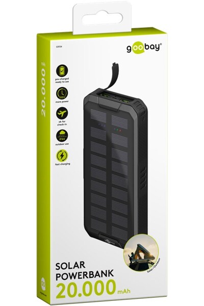 goobay Powerbank cu baterie externă pentru încărcare rapidă în aer liber, 20....