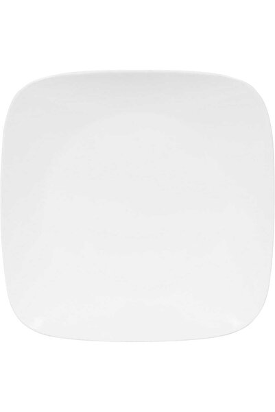 Corelle Vitrelle Glass Square Dinner Plate, 10.5 inches, Pure White