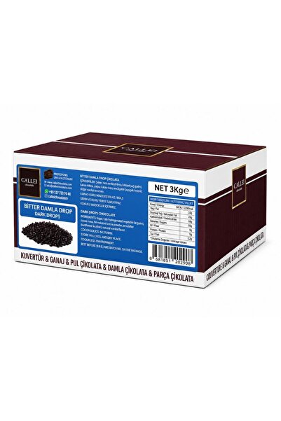Callei Chocolate Bitter Damla Çikolata 3 KG – Pasta, Kurabiye ve Profesyonel ...