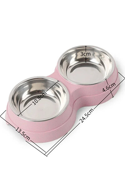 Choice1 pink Double Pet Bowls Dog Food Water Feeder Stainless Steel Pet Drink...