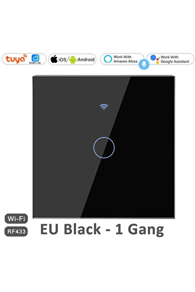 Choice3 black 1 gang EU 1/2/3/4 Gang EU WiFi RF 433mhz Smart Wireless Touch W...