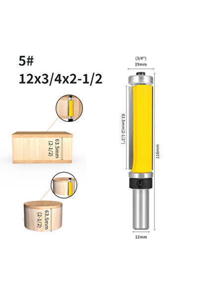 Choice3 12x19x63.5 6.35MM 8MM 12MM 12.7MM Shank Flush Trim Bit Double Bearing...