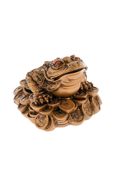 meli melo Statueta decorativa broasca aurie pe monede, simbol prosperitate