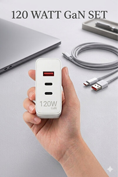 pukotech 120W 3 Port Çoklu Şarj Adaptörü Hızlı Şarj Adaptör Kablo Set Garanti...