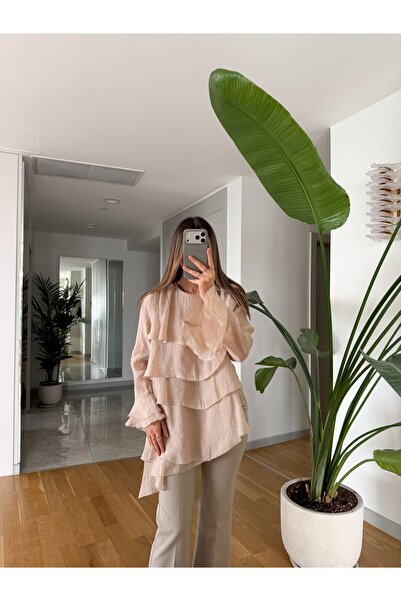 MERVE AKSOY Asymmetrical Layered Blouse - Ecru