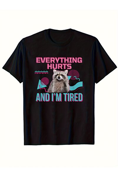 yiou trendy clothing تي شيرت للياقة البدنية بتصميم فن راكون إيموجي