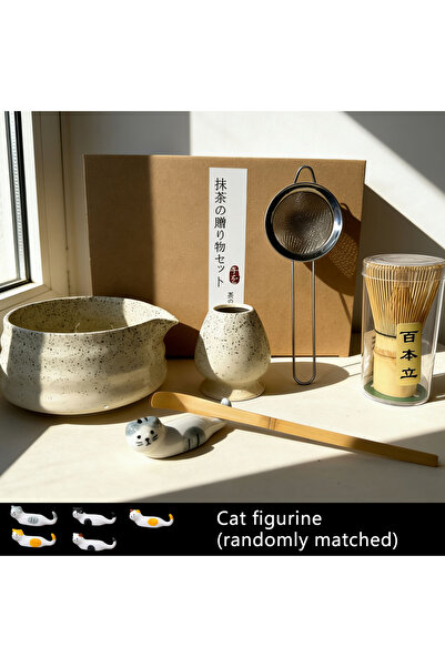 Choice Six-piece Set White 6-Piece Matcha Tea Set - Kiln-Fired Ceramic Bowl w...