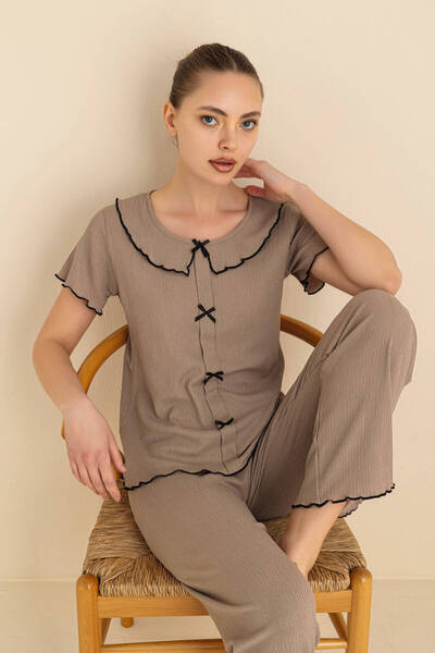 SEAMLIFE HOMEWEAR French Collar Bowknot Pajama Set
