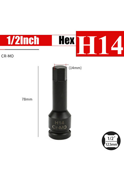 Choice18 H14 1/2inch Impact Hex Socket Electric Drill Socket Adapter Air Impa...