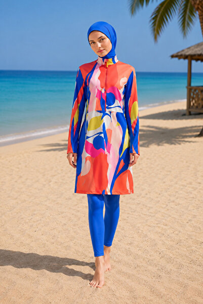 Marina Saks Blue Young Girl / Waiter Size Full Covered Hijab Swimsuit G2320