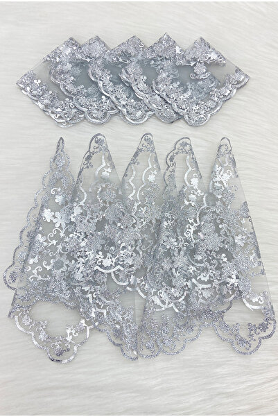 ZEYMERADE Silver Glitter Bride and Groom Handkerchiefs, Gray 10-Pack, Wedding...