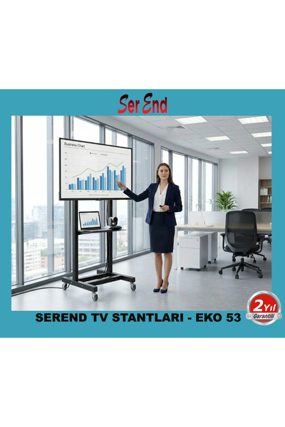 Serend TV STAND - Metal Ayaklı Tekerlekli, Raflı, Tv Sehpası/ünitesi 42” – 65”