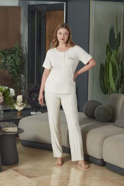 Cossy By Aqua Short Sleeve Lace Detail Pajama Set Cossybyaqua 26573-40