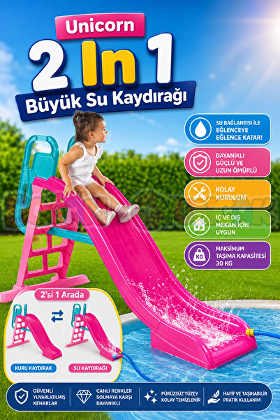 DODBY Dolu Unicorn 2 In 1 Büyük Su Kaydırağı 2502 - Çocuk Kaydırak - Çocuk Ka...