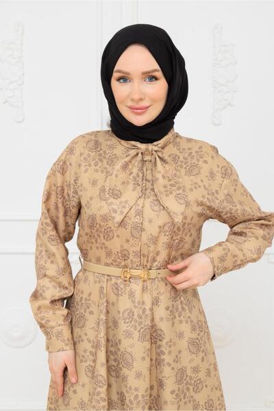 ELBİSHE Seasonal Tunic Dress with Collar Detail and Belt