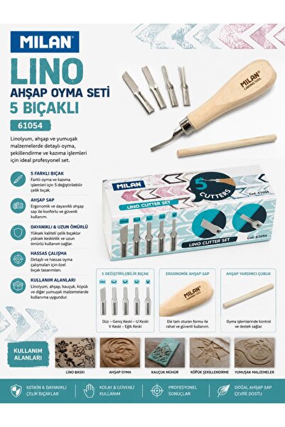 Milan 61054 Lino Ahşap Oyma Seti 5 Bıçaklı