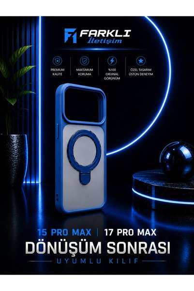 FARKLI İLETİŞİM Compatible Case for iPhone 15 Pro Max 17 Pro Max with Rear Cover Sticker