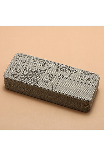 choice2 Grey 1pc Geometric Pattern Glasses Case Portable Stylish Square Eyewe...