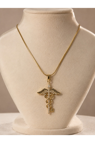 BARLİZ Women's Gold Color Key Wing Detailed Special Symbol Design Embroidered...