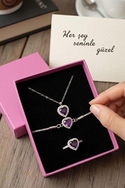 perry accessories kolye bileklik ve yüzük hediye seti kararmaz çelik kolye bi...