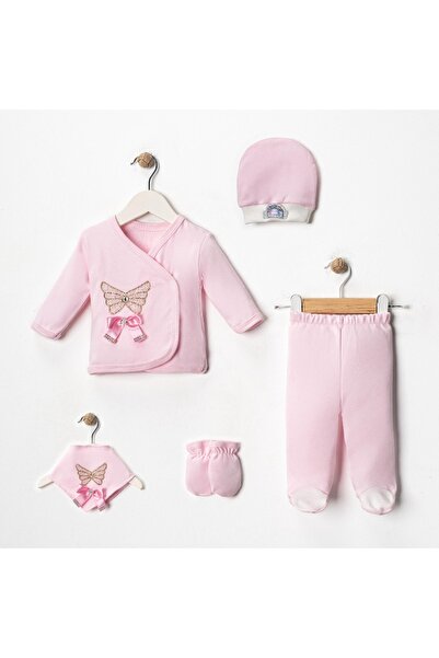 Minimio Kids 5-Piece Luxury Stone Butterfly Figured Baby Girl Hospital Outfit