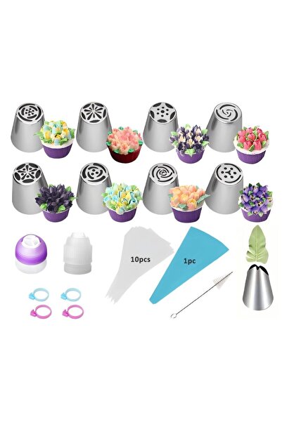 Choice silver 27-piece Russian Tulip Icing Piping Nozzles Set, Stainless Stee...