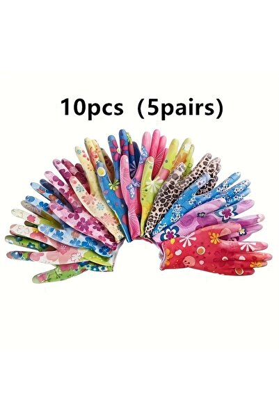 Choice Random Color 10Pcs (5Pairs) Nylon Family Gloves, Ladies' Garden Gloves...