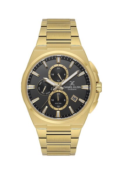 Daniel Klein Dial Black Band Gold Color 43.5 mm Gift Packed Internal Indicato...