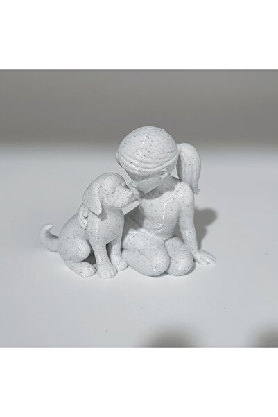 Choice marble white Sculpture of A Girl and Her Puppy, Cute Girl and Puppy De...
