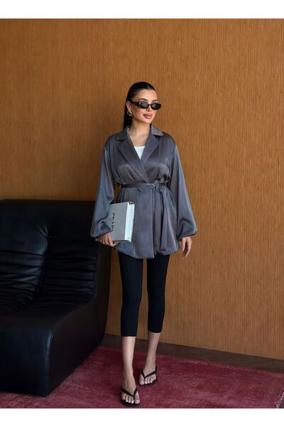 TANISA Lina Glitter Satin Fabric Balloon Sleeve Blazer Jacket Tns-4397