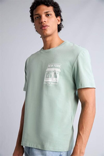 DeFacto 100% Cotton Crew Neck Printed T-Shirt