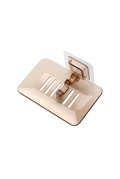 Choice3 BROWN Transparent Drain Soap Holder No Punch Paste Wall Mounted Showe...