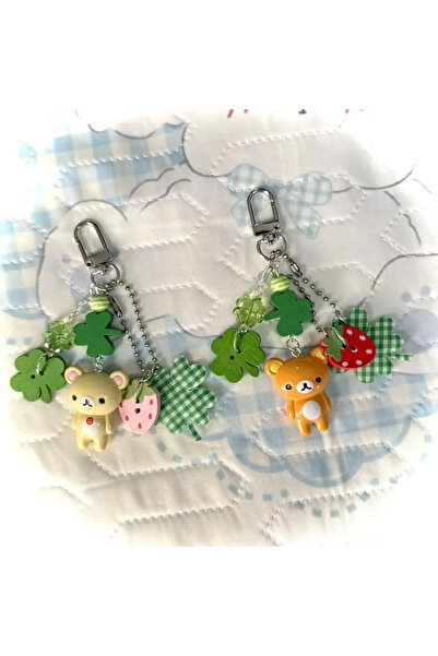 Choice1 K358 -set Rilakkuma Handmade Resin Clover Strawberry Cute Keychain Vi...