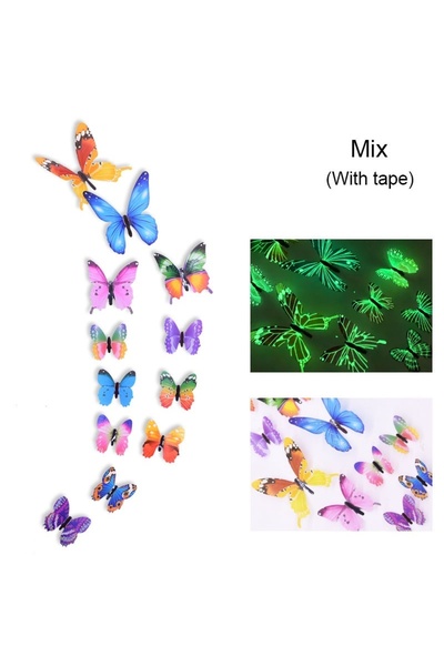 Choice10 48PCS Multiple Color 12-48PCS Luminous Butterfly Wall Stickers Livin...