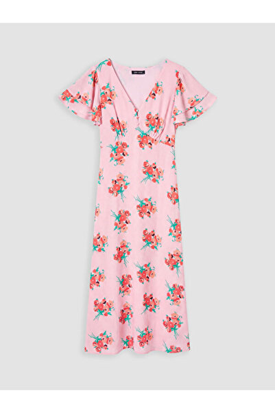 LC Waikiki V-Neck Belted Waist Floral Dress