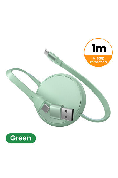 Choice4 كابل USB-C قابل للسحب بطول 1 متر، 240 واط، 2 في 1، USB-A/Type C إلى T...