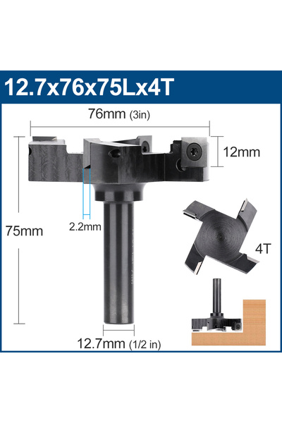 choice2 ريشة راوتر CNC لتسوية الأسطح من XCAN، 76x75Lx4T، بساق 12.7 مم، 2/3/4 ...